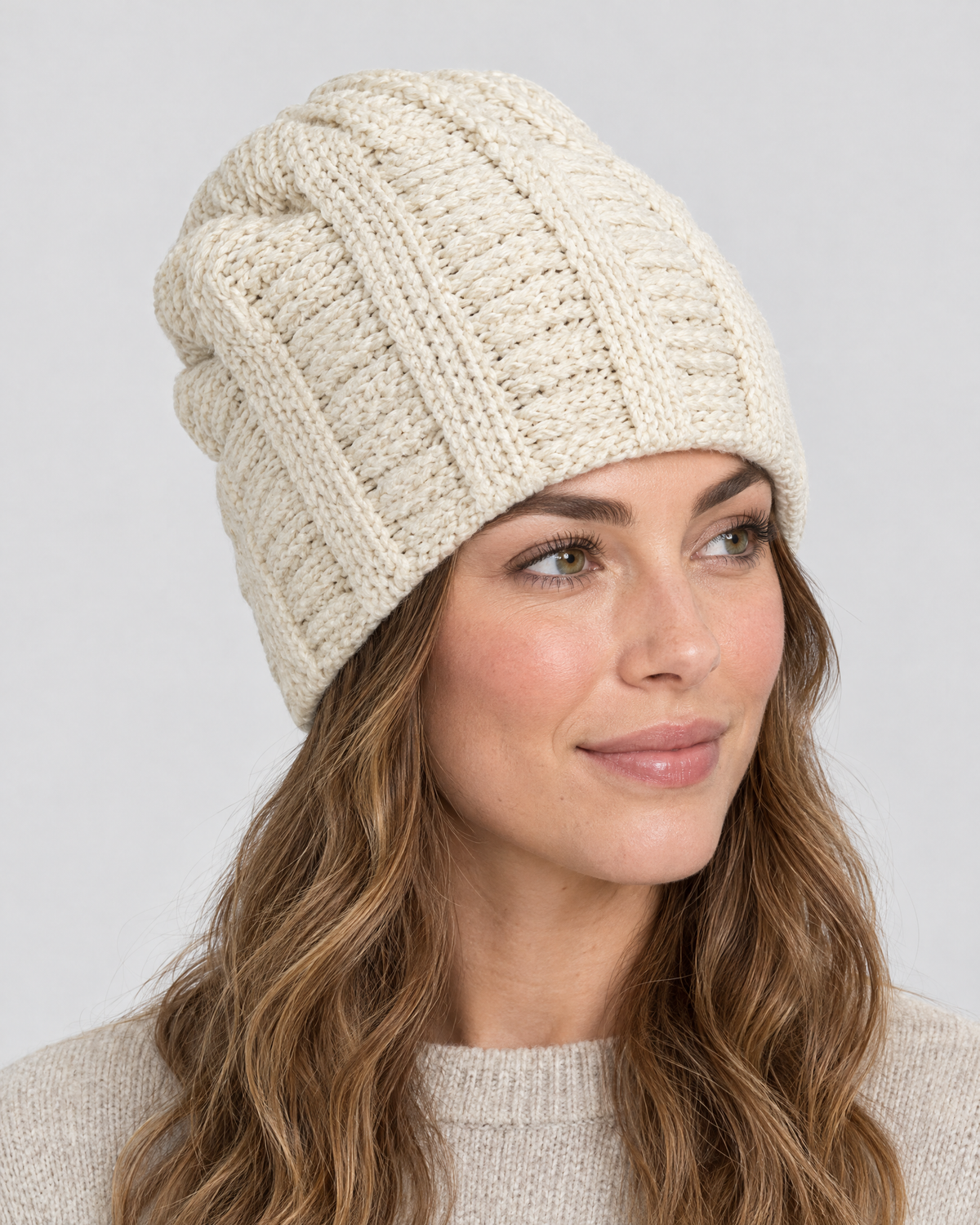Soft Stretch Knit Beanie — Beige — hero [WB gallery 73/1]