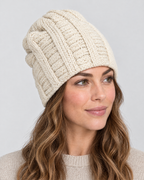 Soft Stretch Knit Beanie — Beige — fit detail [WB gallery 73/5]