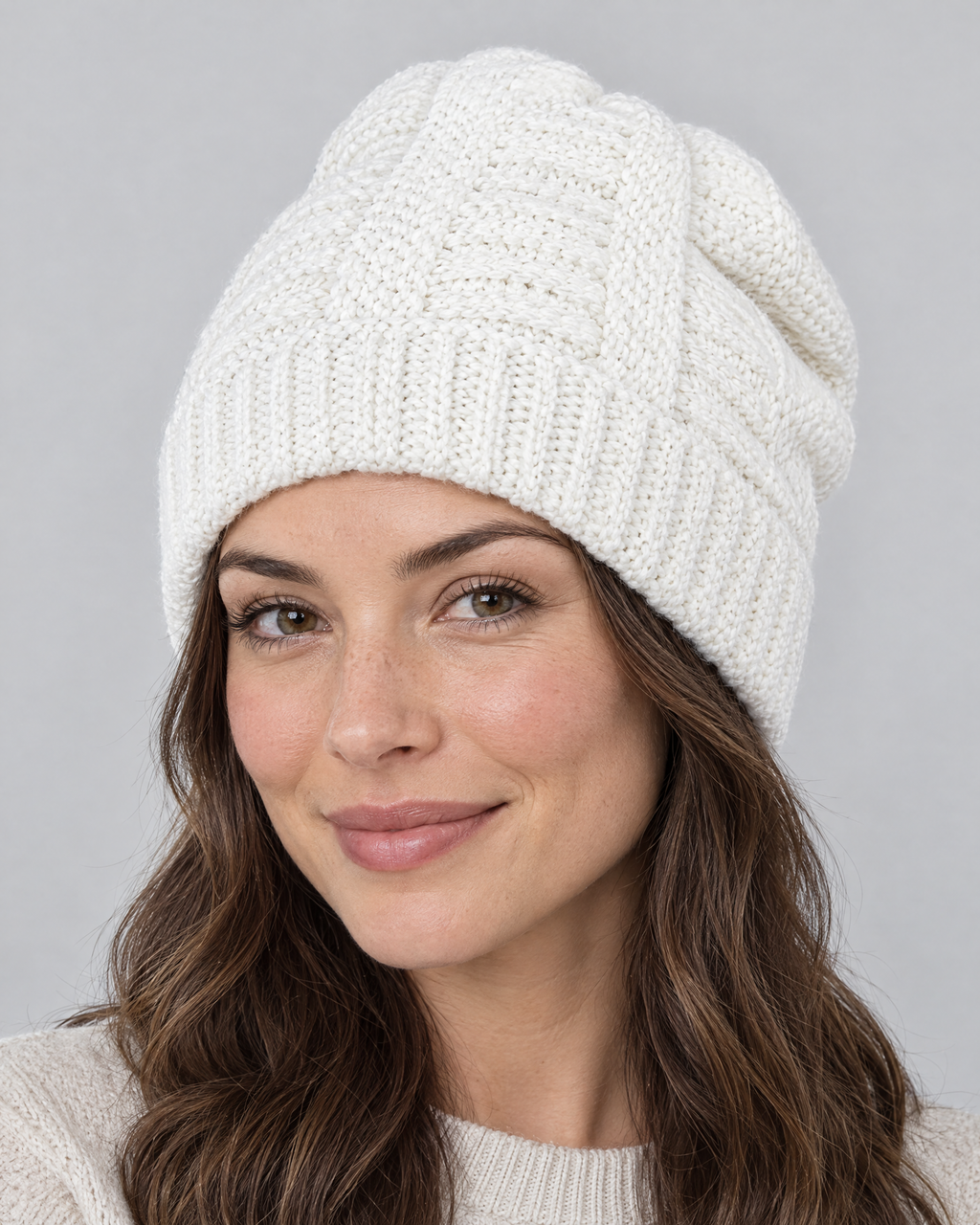 Soft Stretch Knit Beanie — White — hero [WB gallery 74/1]