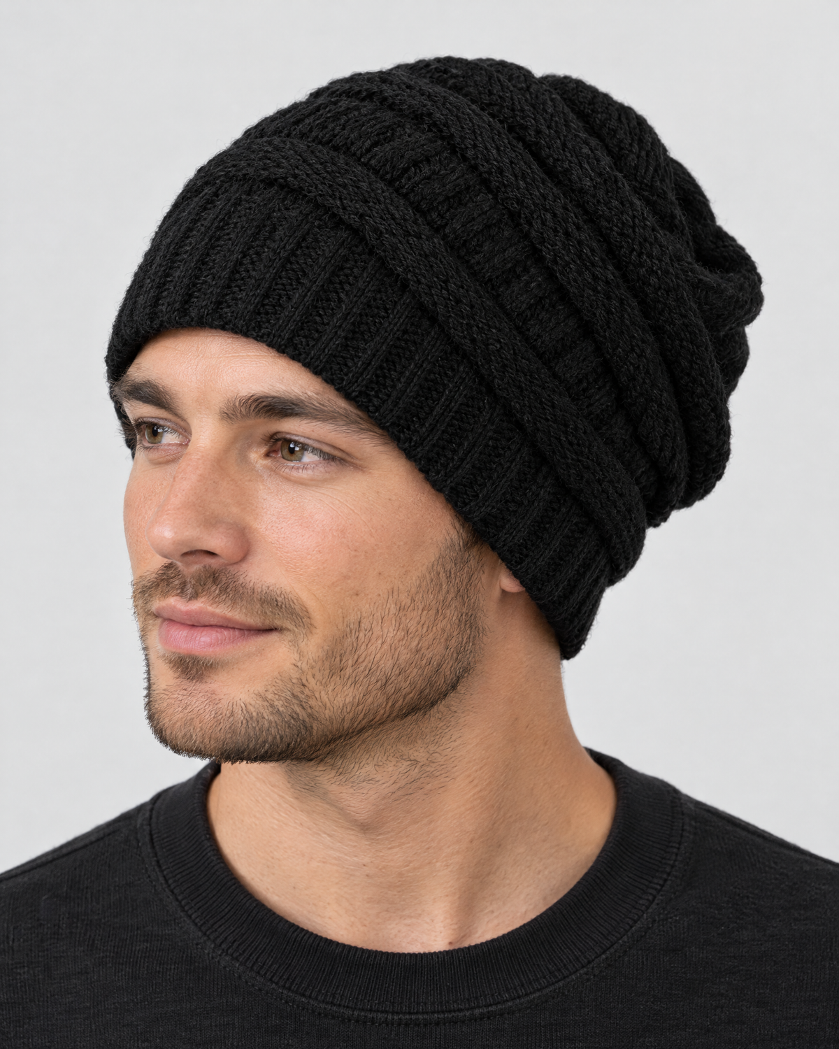 Soft Stretch Knit Beanie — Black — hero [WB gallery 75/1]