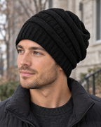 Soft Stretch Knit Beanie — Black — lifestyle [WB gallery 75/6]