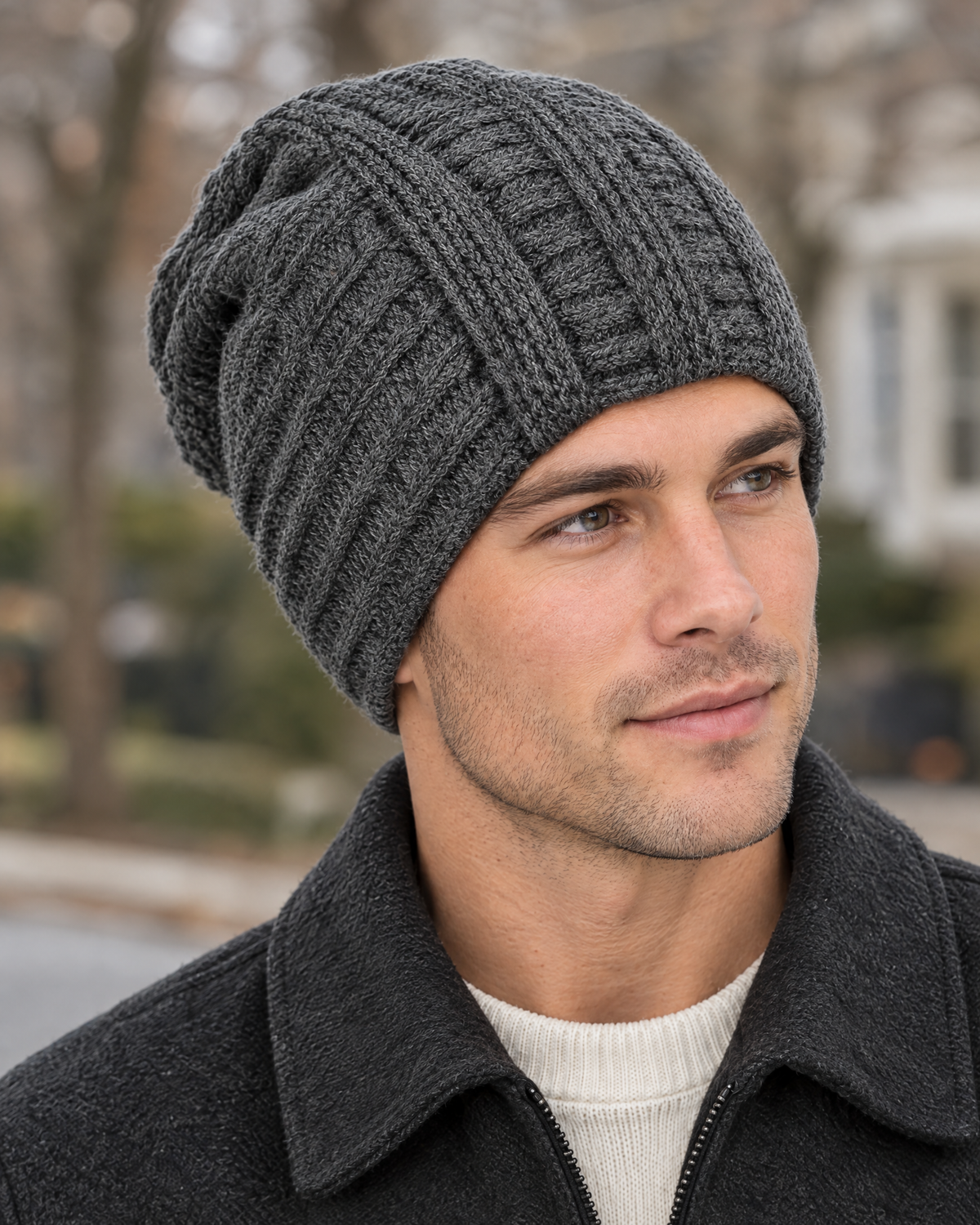 Soft Stretch Knit Beanie — Gray — lifestyle [WB gallery 76/6]