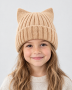 Kids Cat-Ear Wool Beanie — Kids Khaki — hero [WB gallery 79/1]