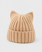 Kids Cat-Ear Wool Beanie — Kids Khaki — product front [WB gallery 79/2]