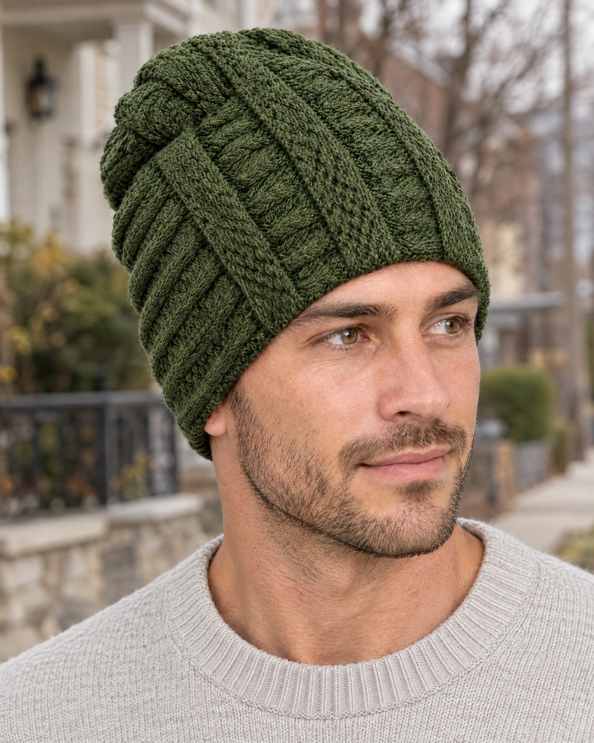 Soft Stretch Knit Beanie — Green — lifestyle [WB gallery 78/6]