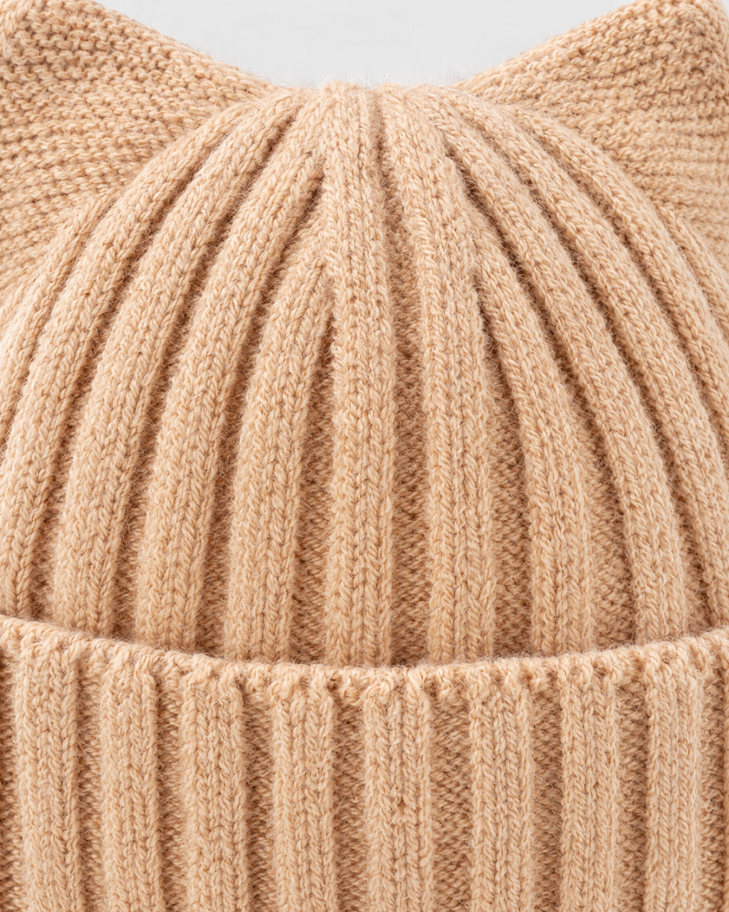 Kids Cat-Ear Wool Beanie — Kids Khaki — material [WB gallery 79/4]