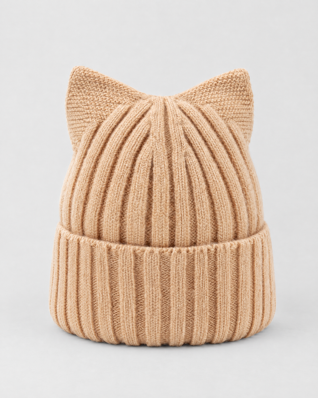 Kids Cat-Ear Wool Beanie — Kids Khaki — product back [WB gallery 79/3]
