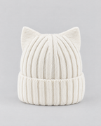 Kids Cat-Ear Wool Beanie — Kids White — product back [WB gallery 80/3]