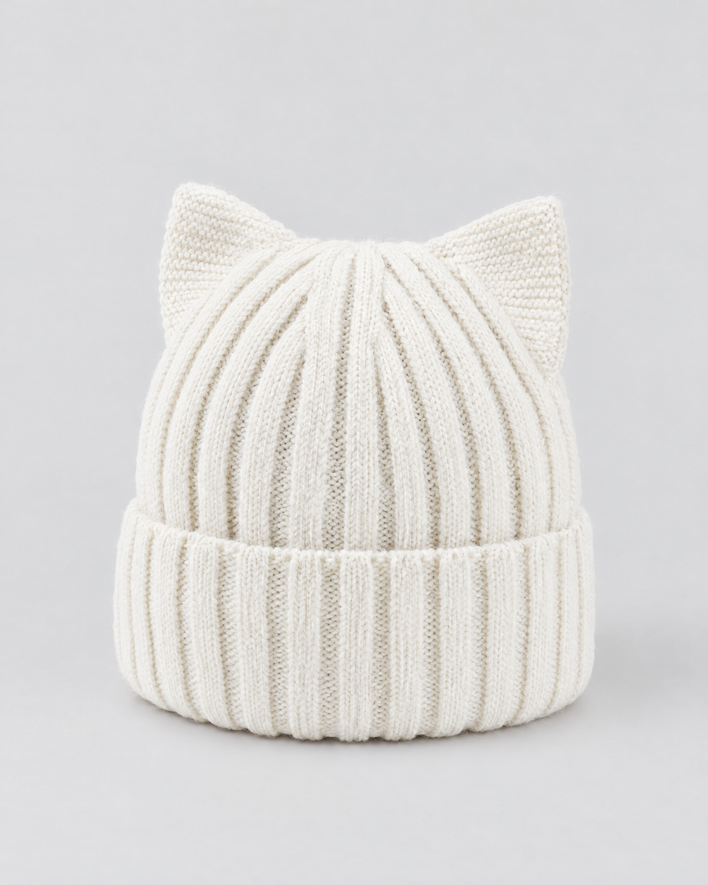 Kids Cat-Ear Wool Beanie — Kids White — product front [WB gallery 80/2]