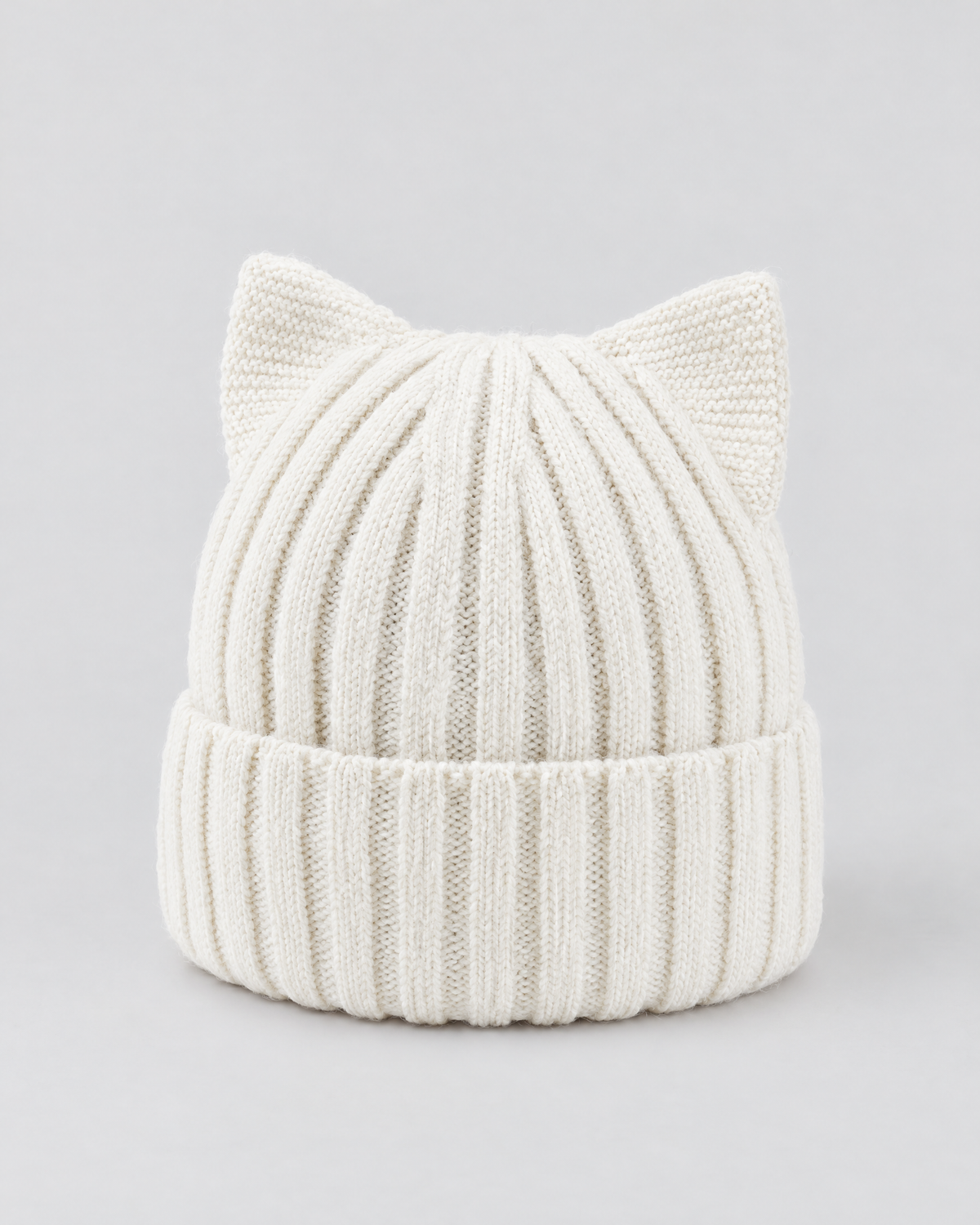 Kids Cat-Ear Wool Beanie — Kids White — product front [WB gallery 80/2]