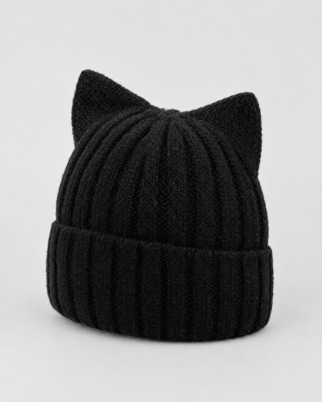 Kids Cat-Ear Wool Beanie — Kids Black — product front [WB gallery 81/2]