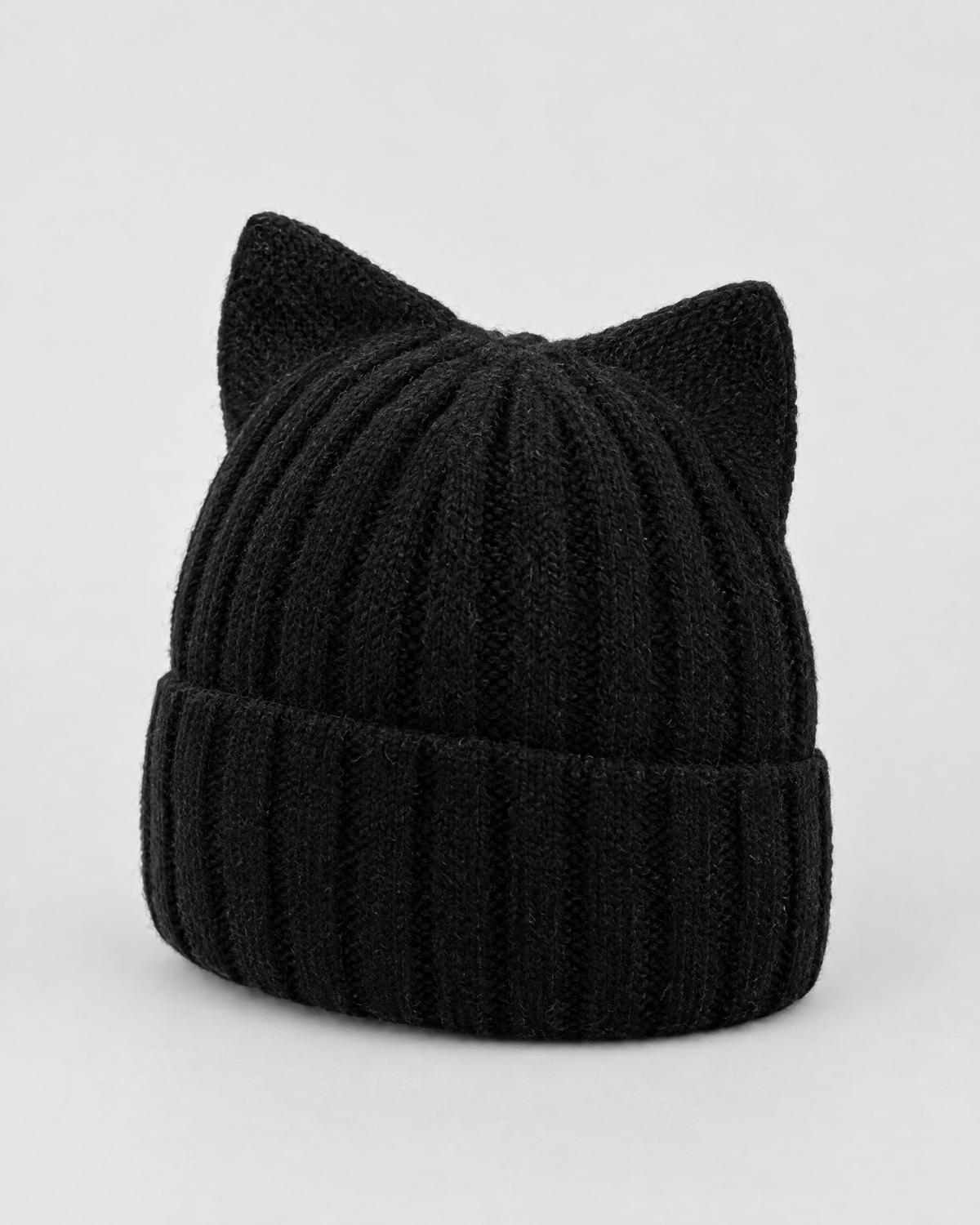Kids Cat-Ear Wool Beanie — Kids Black — product front [WB gallery 81/2]