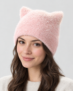 Plush Cat-Ear Knit Beanie — Pink — hero [WB gallery 85/1]