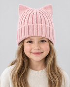 Kids Cat-Ear Wool Beanie — Kids Pink — hero [WB gallery 83/1]