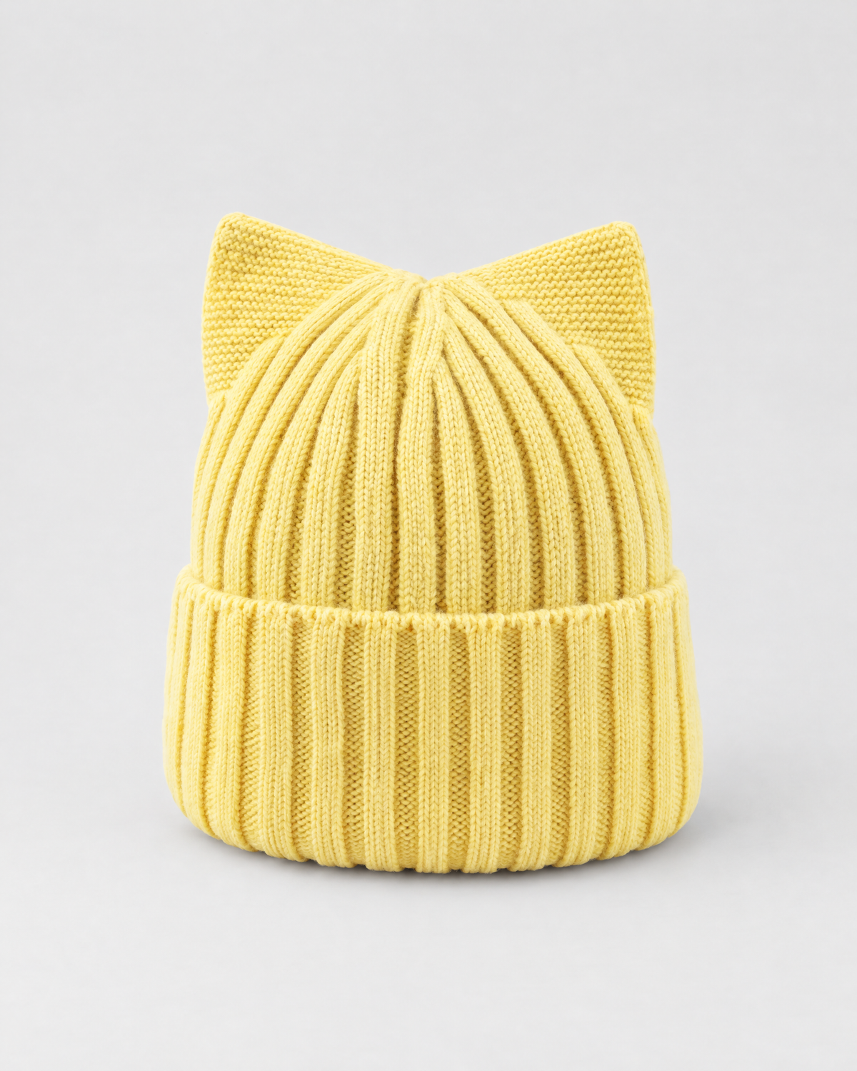 Kids Cat-Ear Wool Beanie — Kids Yellow — product front [WB gallery 82/2]