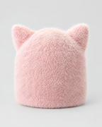 Plush Cat-Ear Knit Beanie — Pink — product back [WB gallery 85/3]