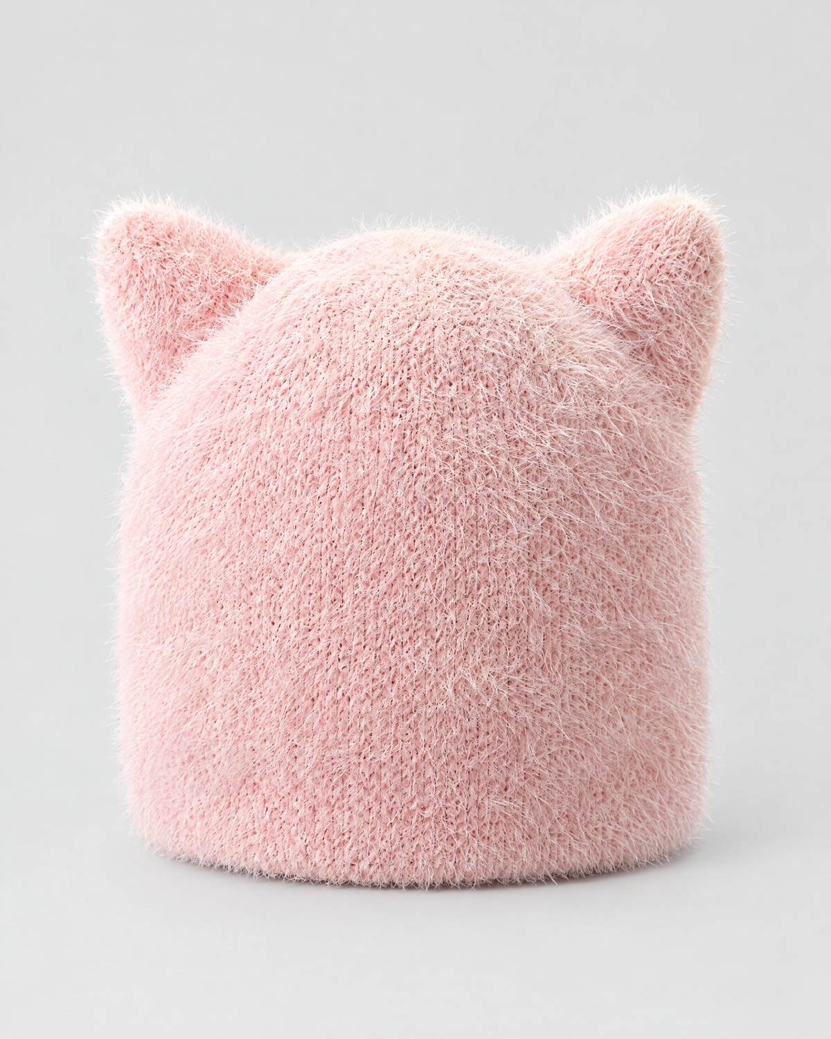 Plush Cat-Ear Knit Beanie — Pink — product back [WB gallery 85/3]