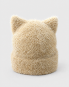 Plush Cat-Ear Knit Beanie — Khaki — product back [WB gallery 86/3]