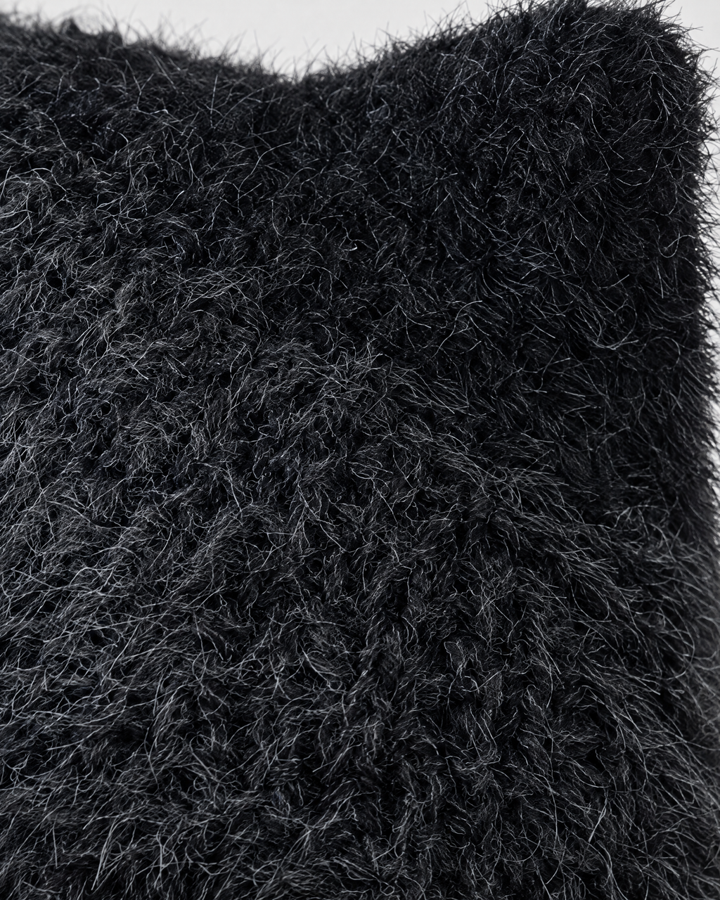 Plush Cat-Ear Knit Beanie — Black — material [WB gallery 87/4]
