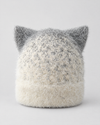 Plush Cat-Ear Knit Beanie — Gray — product back [WB gallery 88/3]