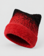 Plush Cat-Ear Knit Beanie — Red — product front [WB gallery 89/2]