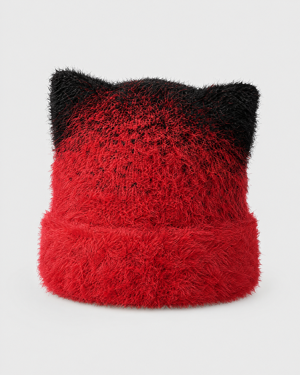 Plush Cat-Ear Knit Beanie — Red — product back [WB gallery 89/3]