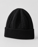 Thick-Knit Cashmere Beanie — Black — product front [WB gallery 91/2]