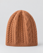 Thick-Knit Cashmere Beanie — Pumpkin brown — product back [WB gallery 92/3]
