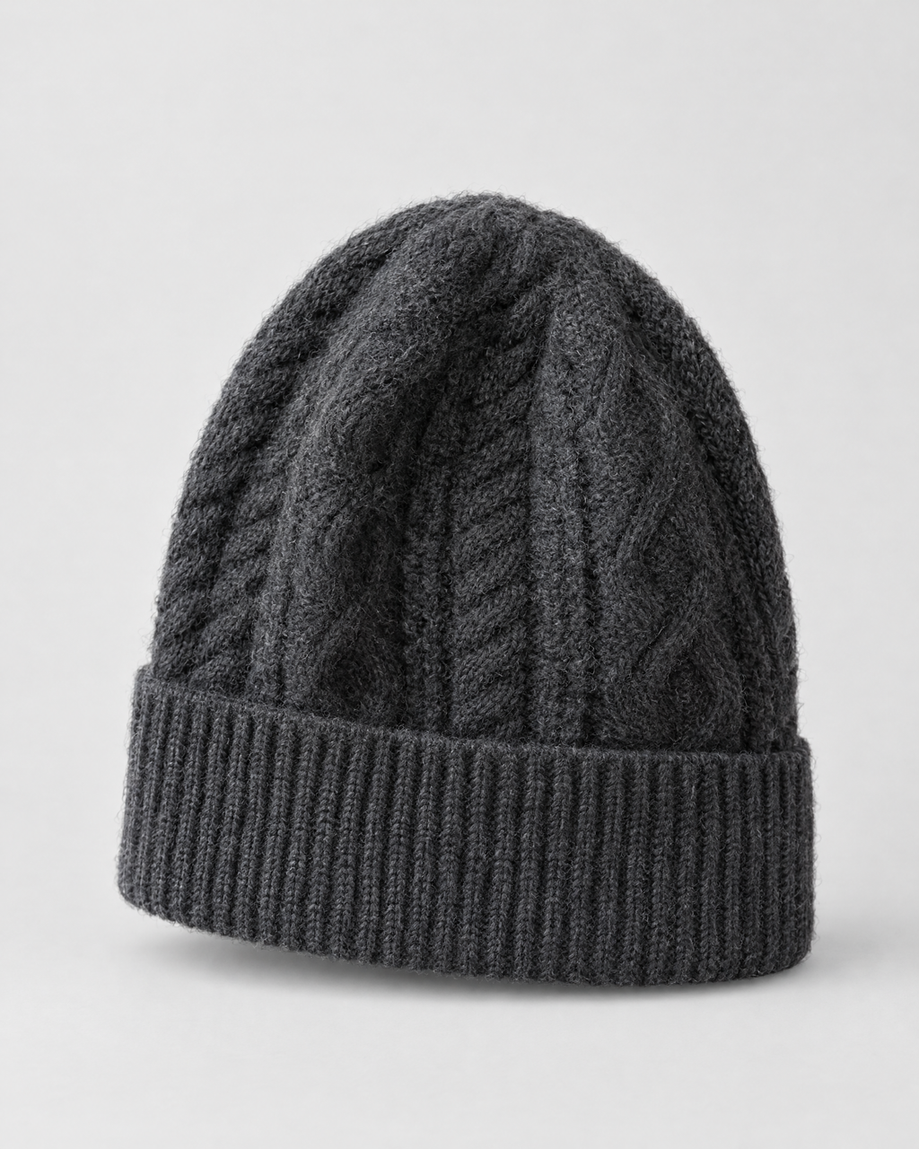 Thick-Knit Cashmere Beanie — Dark gray — product front [WB gallery 94/2]