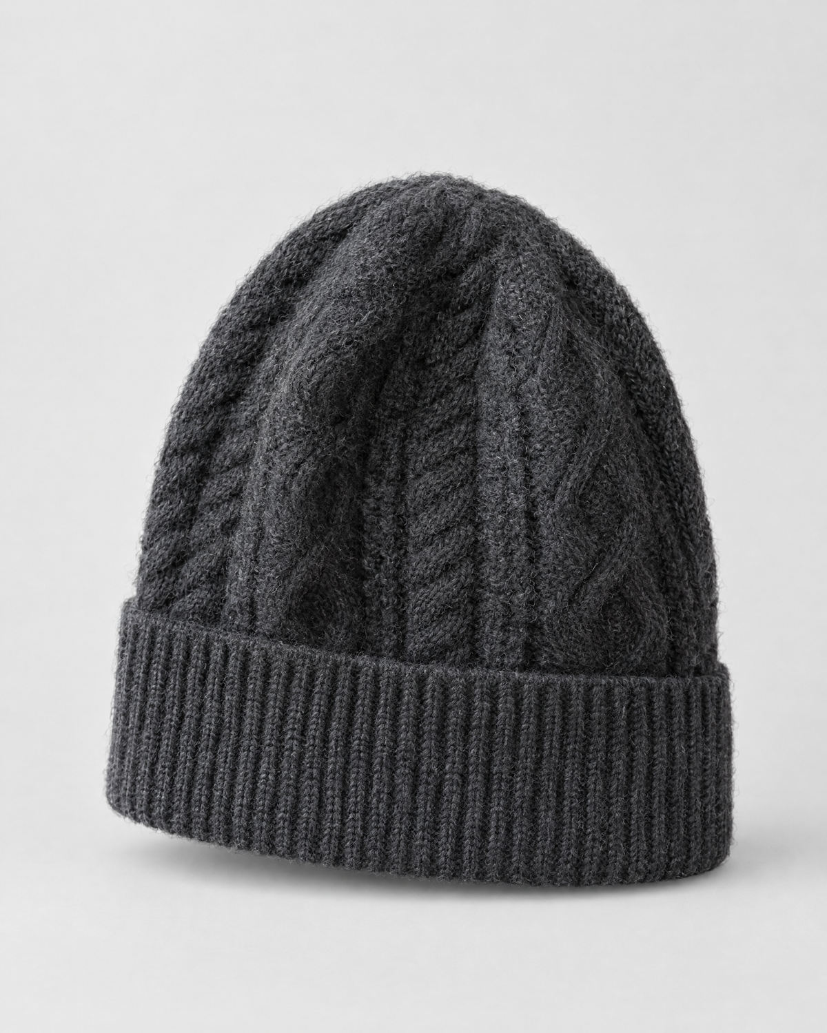 Thick-Knit Cashmere Beanie — Dark gray — product front [WB gallery 94/2]