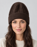 Thick-Knit Cashmere Beanie — Dark brown — hero [WB gallery 95/1]
