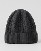 Thick-Knit Cashmere Beanie — Dark gray — product back [WB gallery 94/3]