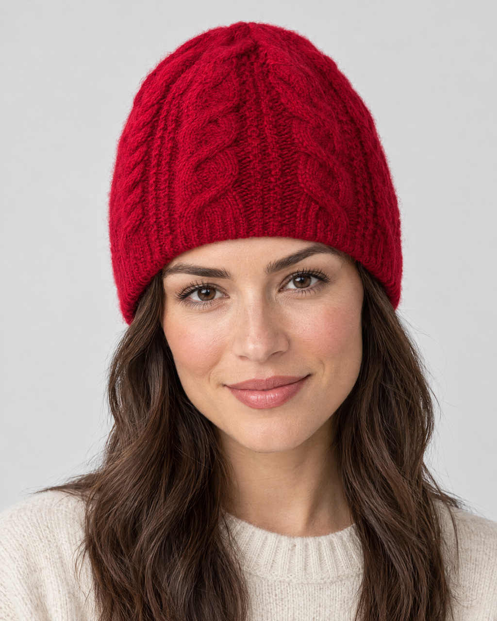 Thick-Knit Cashmere Beanie — Maroon red — hero [WB gallery 96/1]
