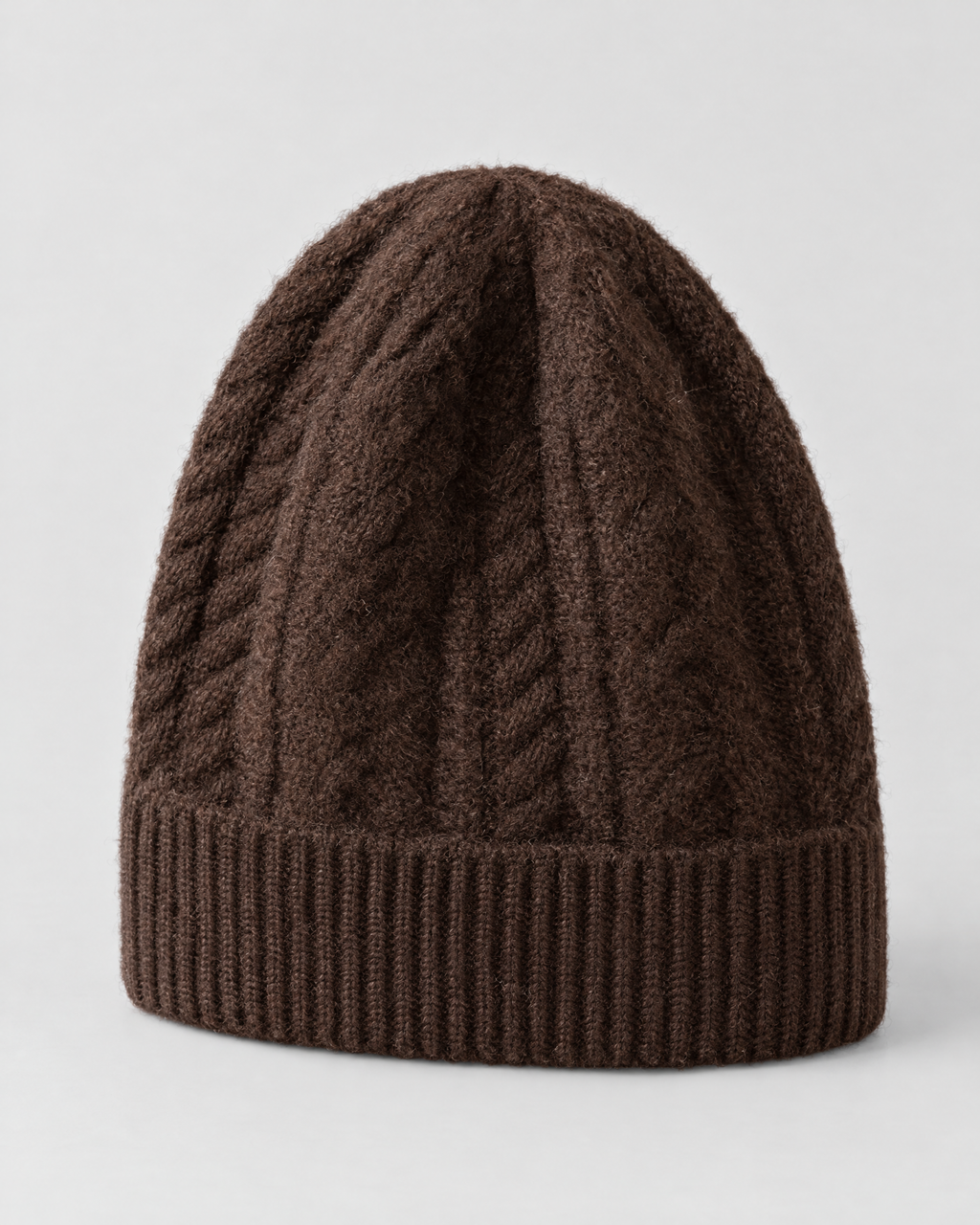Thick-Knit Cashmere Beanie — Dark brown — product front [WB gallery 95/2]