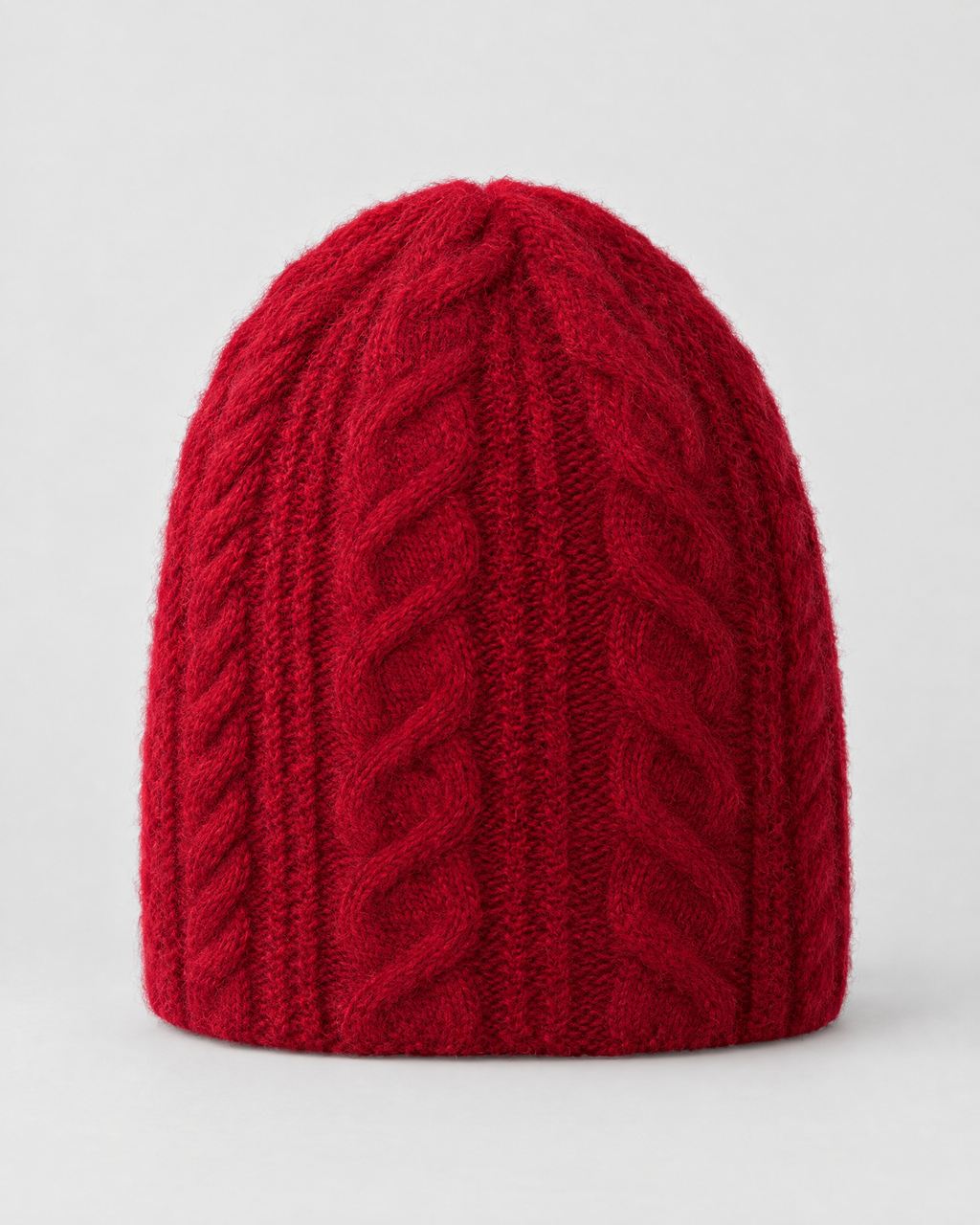 Thick-Knit Cashmere Beanie — Maroon red — product back [WB gallery 96/3]