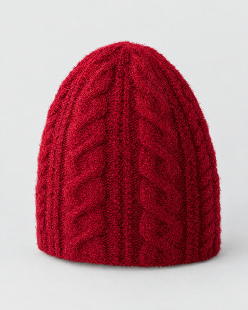 Thick-Knit Cashmere Beanie — Maroon red — product front [WB gallery 96/2]