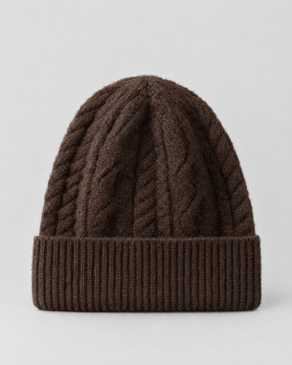 Thick-Knit Cashmere Beanie — Dark brown — product back [WB gallery 95/3]