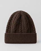 Thick-Knit Cashmere Beanie — Dark brown — product back [WB gallery 95/3]