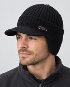 Fleece-Lined Knit Visor Hat — L2 Black — hero [WB gallery 98/1]
