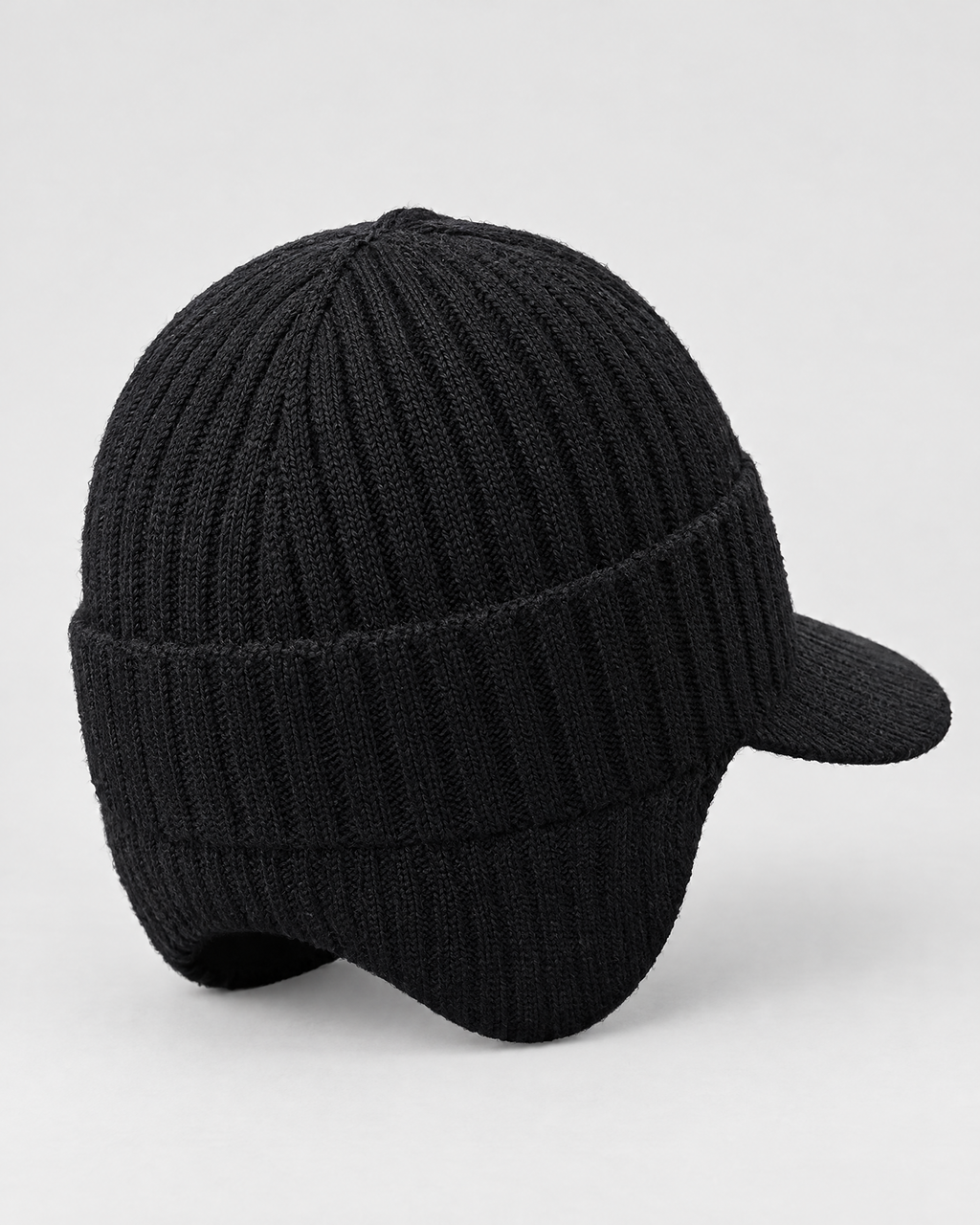 Fleece-Lined Knit Visor Hat — L2 Black — product back [WB gallery 98/3]