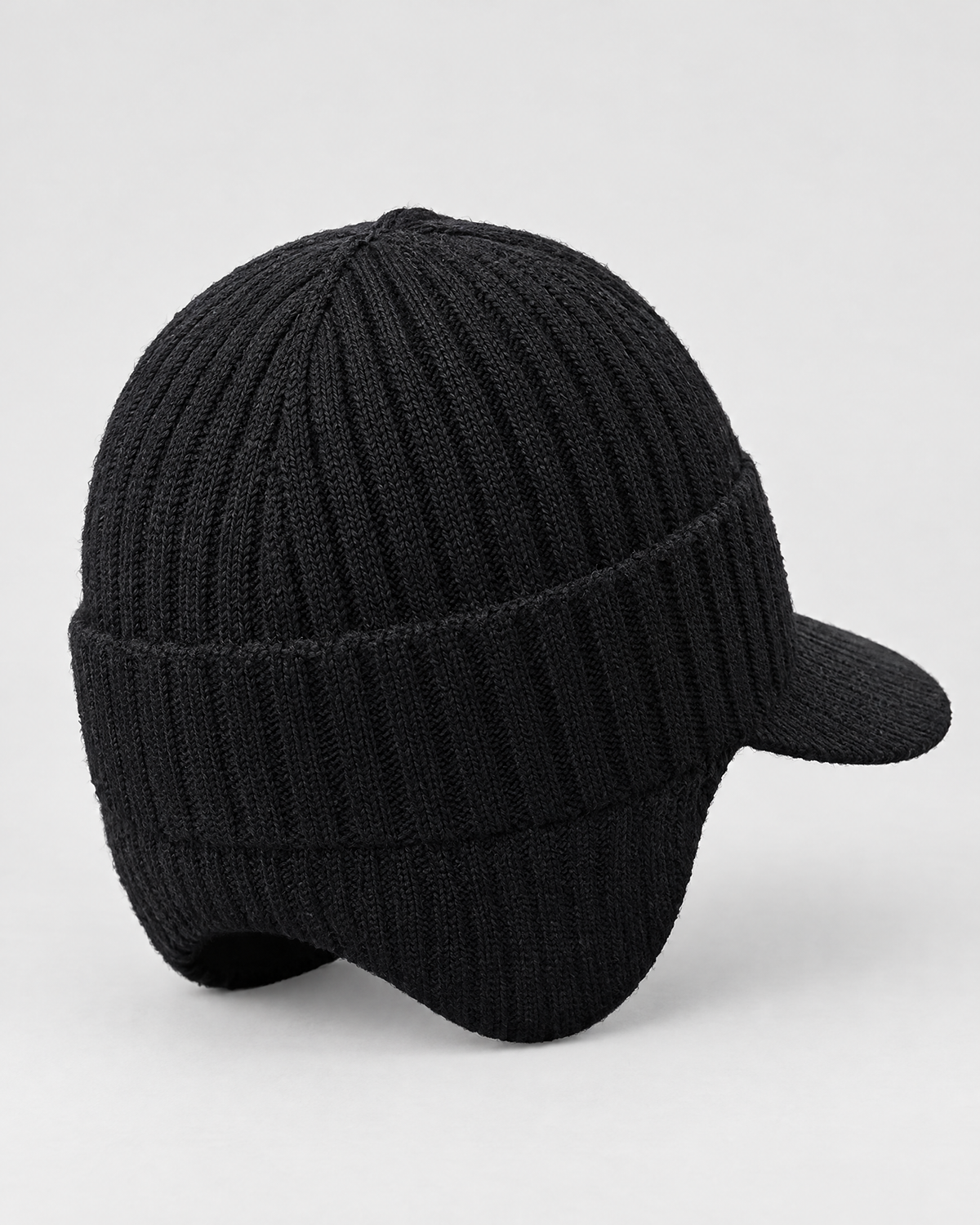 Fleece-Lined Knit Visor Hat — L2 Black — product back [WB gallery 98/3]