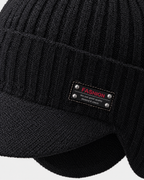 Fleece-Lined Knit Visor Hat — L2 Black — material [WB gallery 98/4]