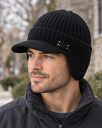 Fleece-Lined Knit Visor Hat — L2 Black — lifestyle [WB gallery 98/6]