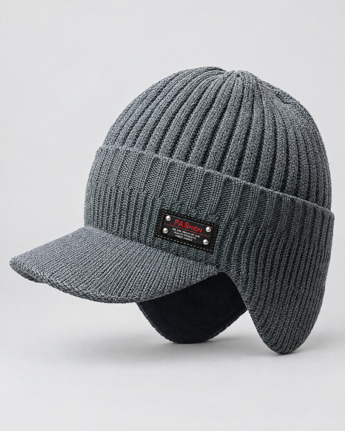 Fleece-Lined Knit Visor Hat — L2 Gray — product front [WB gallery 99/2]