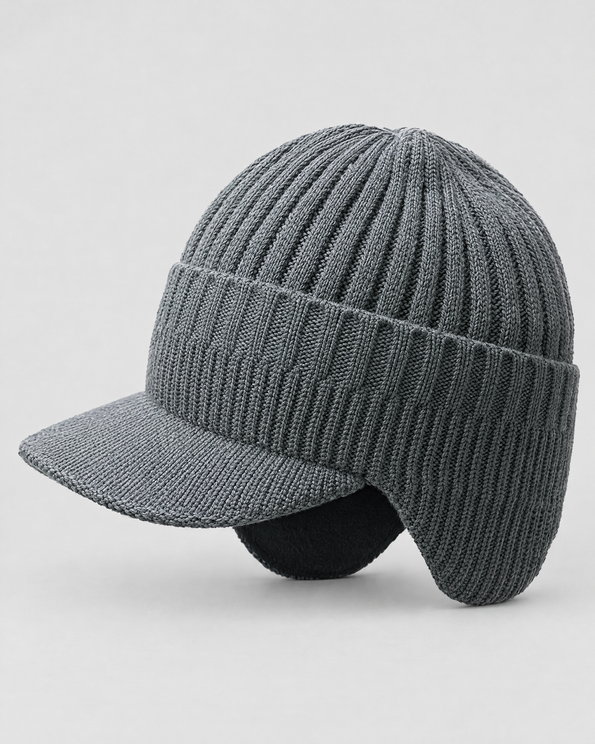 Fleece-Lined Knit Visor Hat — L2 Gray — product back [WB gallery 99/3]