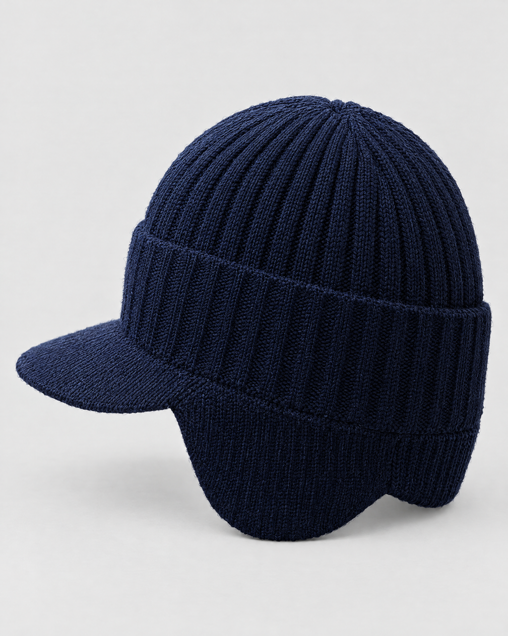 Fleece-Lined Knit Visor Hat — L2 Navy — product back [WB gallery 100/3]