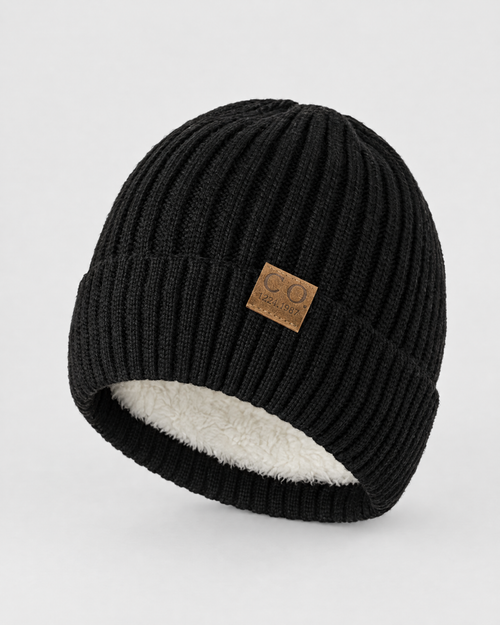 Classic Fleece-Lined Knit Beanie — Black — product front [WB gallery 101/2]