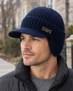Fleece-Lined Knit Visor Hat — L2 Navy — lifestyle [WB gallery 100/6]