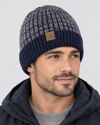 Classic Fleece-Lined Knit Beanie — Navy Blue — hero [WB gallery 104/1]