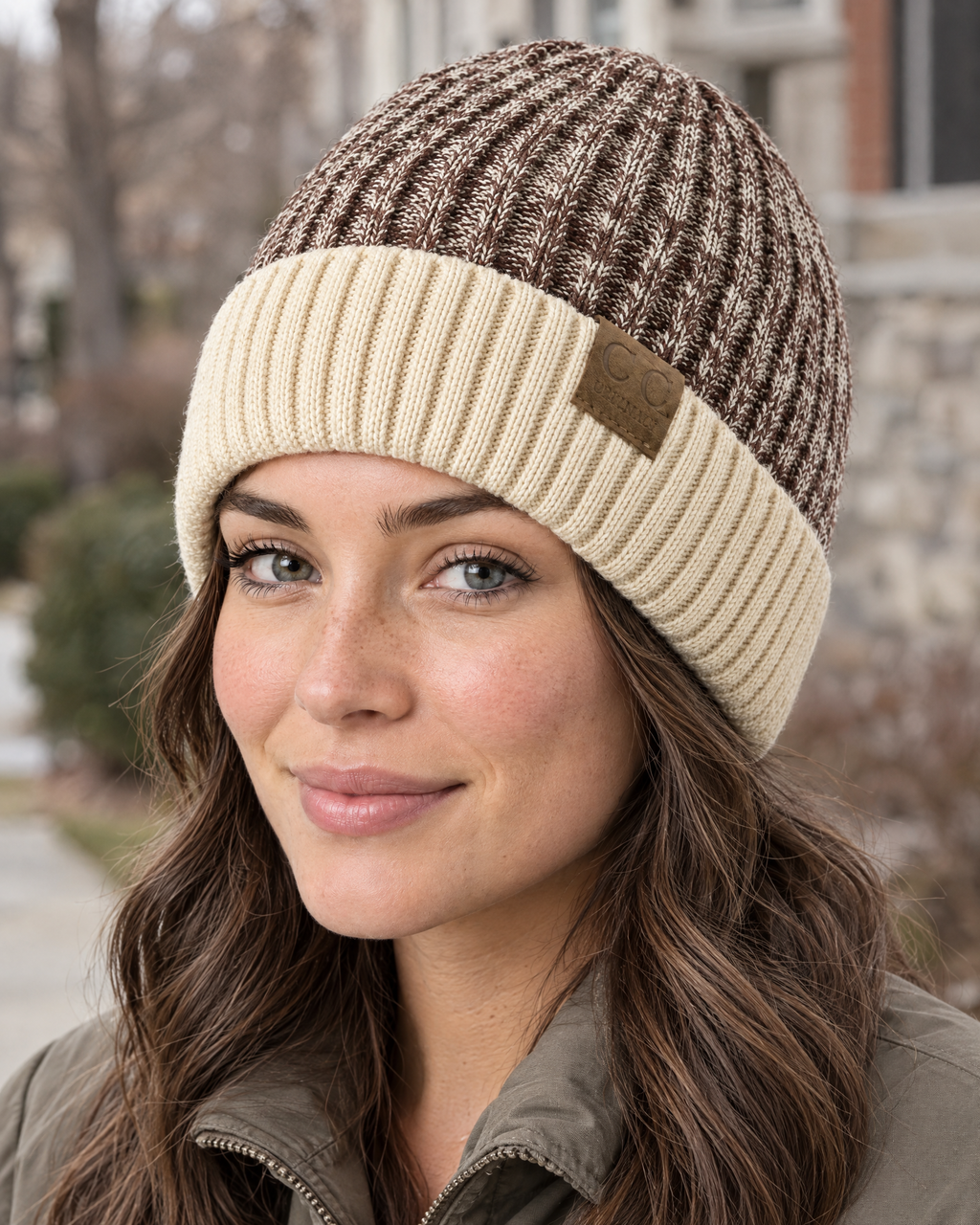 Classic Fleece-Lined Knit Beanie — Khaki — lifestyle [WB gallery 102/6]